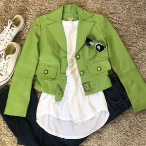Cach'e - Lime Green Leather Jacket